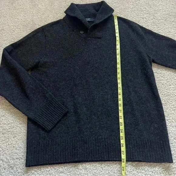 J Crew Sweater Button Dark Gray High Neck Men’s Size Large 100% Lambs Wool 19458 - Picture 5 of 15